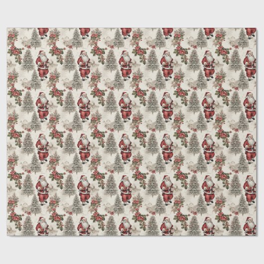 Nostalgische Kerstman Cadeaupapier (Vlak)