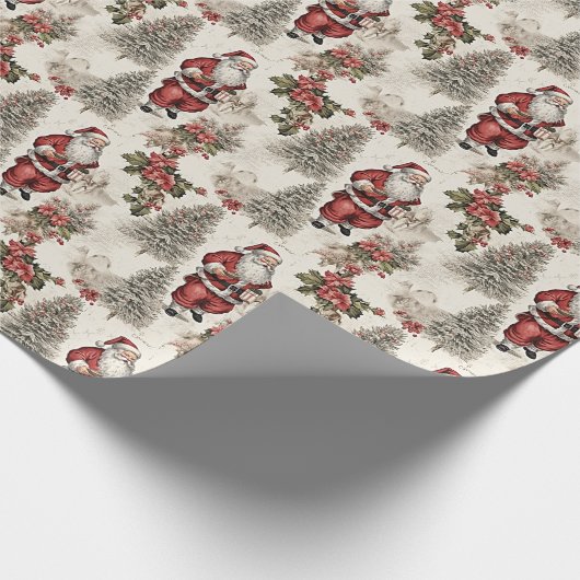 Nostalgische Kerstman Cadeaupapier (Hoek)