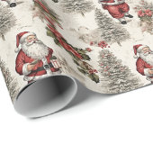 Nostalgische Kerstman Cadeaupapier (Rol Hoek)