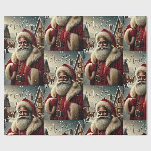 Nostalgische Kerstman Cadeaupapier (Vlak)