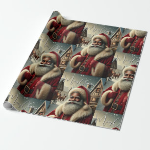 Nostalgische Kerstman Cadeaupapier