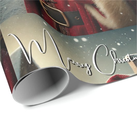 Nostalgische Kerstman Cadeaupapier (Rol Hoek)