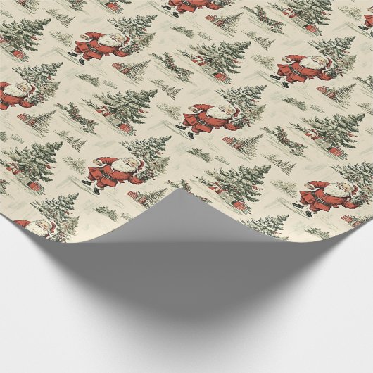 Nostalgische  Kerstman Cadeaupapier (Hoek)