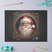 Nostalgische Kerstman in Golden Lijst Decoupage Cr Tissuepapier (Craft)