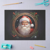 Nostalgische Kerstman in Gouden Frame Decoupage Am Tissuepapier (Craft)