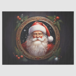Nostalgische Kerstman in Gouden Frame Decoupage Am Tissuepapier