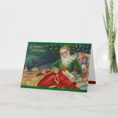 Nostalgische Kerstman in Sled (Custom) Feestdagen Kaart (Voorkant)