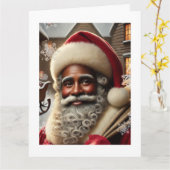 Nostalgische Kerstman Kaart (Gele Bloem)