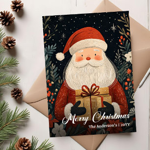 Nostalgische Kerstman kaart elegante folk charme