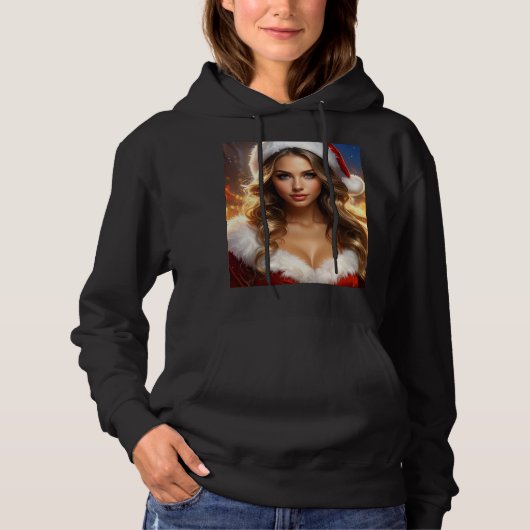 Nostalgische Kerstman Meisje Hoodie (Voorkant)