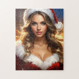 Nostalgische Kerstman Meisje Legpuzzel