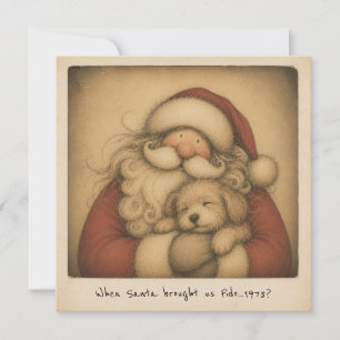 Nostalgische Kerstman met Puppies Retro Foto Kaart