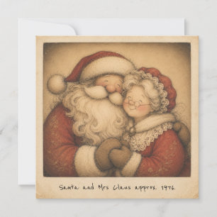 Nostalgische Kerstman & Mevrouw Claus Retro Foto Kaart