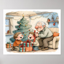 Nostalgische Kerstman Opa Familie Muur Kunst