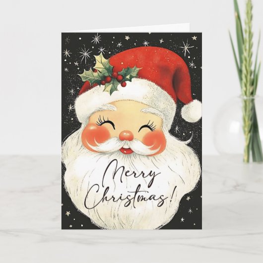 Nostalgische Kerstman Schattige Vrolijk Kerstfeest Feestdagen Kaart (Voorkant)
