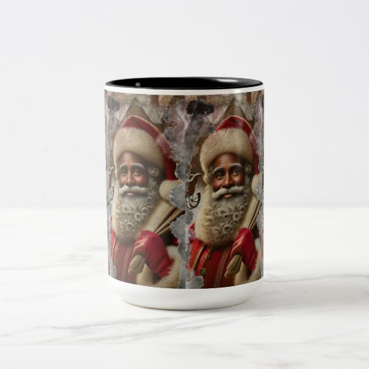 Nostalgische kerstman vreugdevolle tradities tweekleurige koffiemok (Center)