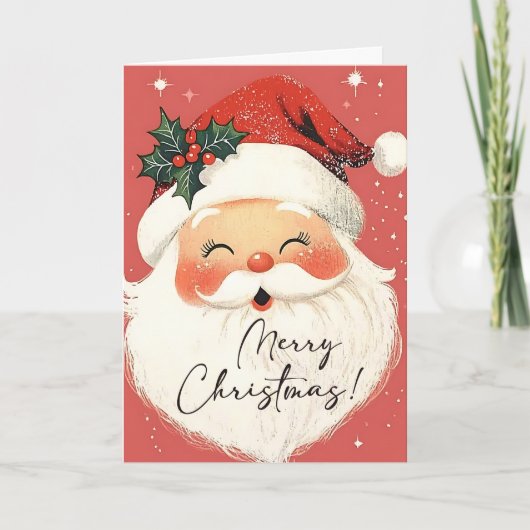 Nostalgische Kerstman  Vrolijk Kerstfeest Feestdagen Kaart (Voorkant)