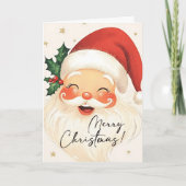 Nostalgische kerstman vrolijk kerstfeest gepersona feestdagen kaart (Voorkant)