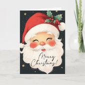 Nostalgische Kerstman Vrolijk Kerstfeest Kaart (Voorkant)