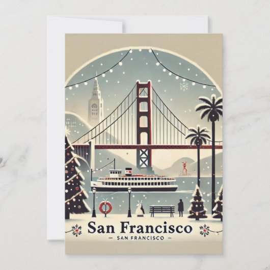 Nostalgische Kerstmis in San Francisco Feestdagenkaart (Voorkant)