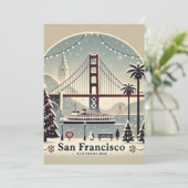 Nostalgische Kerstmis in San Francisco Feestdagenkaart (Staand voorkant)