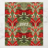 Nostalgische Kerstmis Mistletoe & Holly Wijn Label Etiket (Enkel label)
