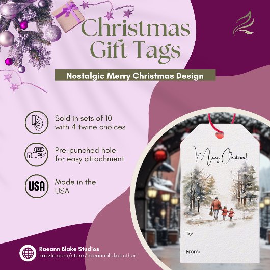 Nostalgische Kerstmis Ontwerp Cadeautags Cadeaulabel