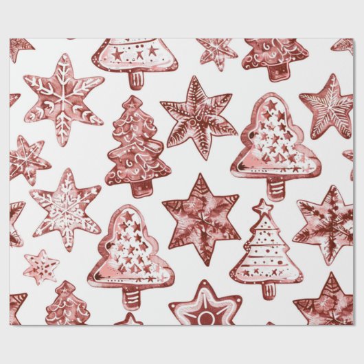 Nostalgische Kerstmis Rood Cadeaupapier (Vlak)