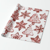 Nostalgische Kerstmis Rood Cadeaupapier (Uitgerold)