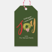 Nostalgische kerstmoderne kleurrijke typografie cadeaulabel (Voorkant)