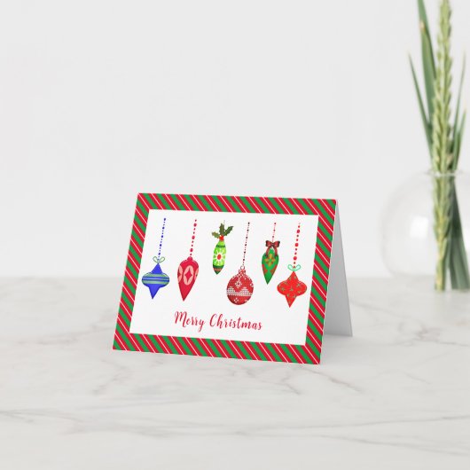 Nostalgische Kerstornamenten Kerstgroet Kaart (Voorkant)