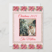 Nostalgische kerstpoinsettia feestdagenkaart (Voorkant)