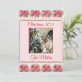 Nostalgische kerstpoinsettia feestdagenkaart (Staand voorkant)