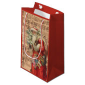 Nostalgische kerstspeelgoed en boom met blaasmuzie klein cadeauzakje (Voorkant Gekanteld)