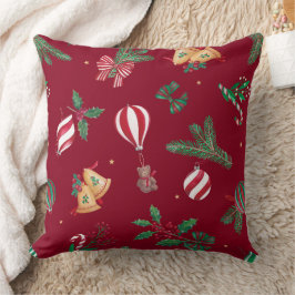 Nostalgische kerstteddyberen Bauble Red Kussen