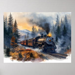 Nostalgische kersttrein poster