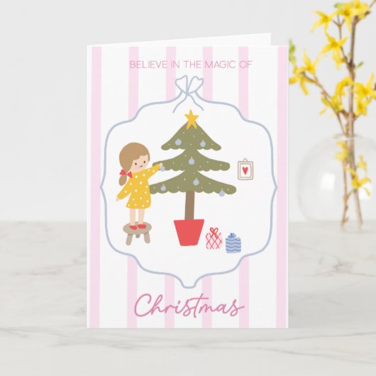 Nostalgische kerstversiering Tree Kaart (Gele Bloem)