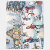 Nostalgische Kinder Schaatsen Christmas Fleece Dek Deken (Voorkant)