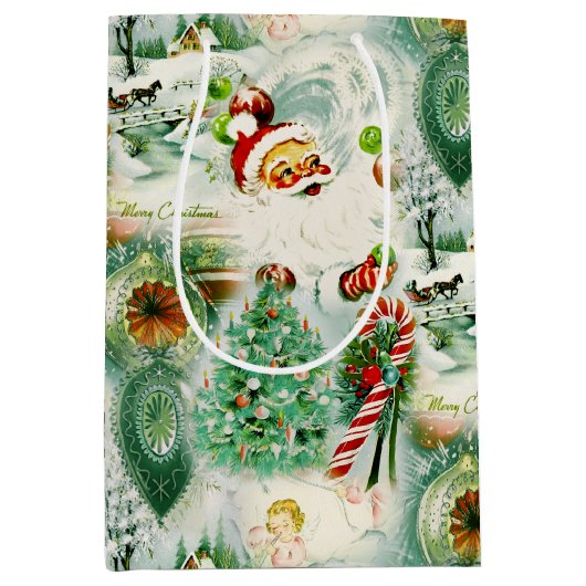Nostalgische Kitschmas  Medium Cadeauzakje (Voorkant)
