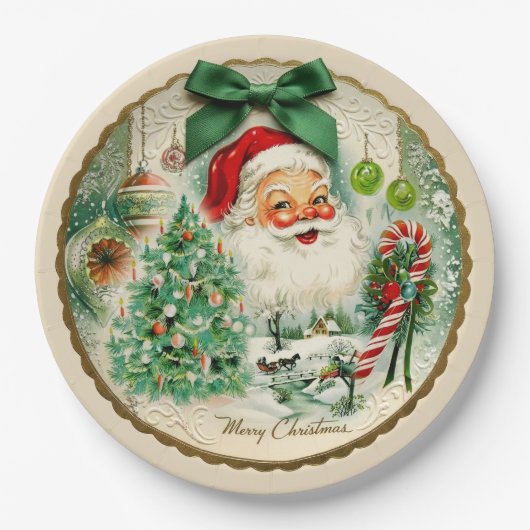 Nostalgische Kitschmas  Papieren Bordje (Voorkant)