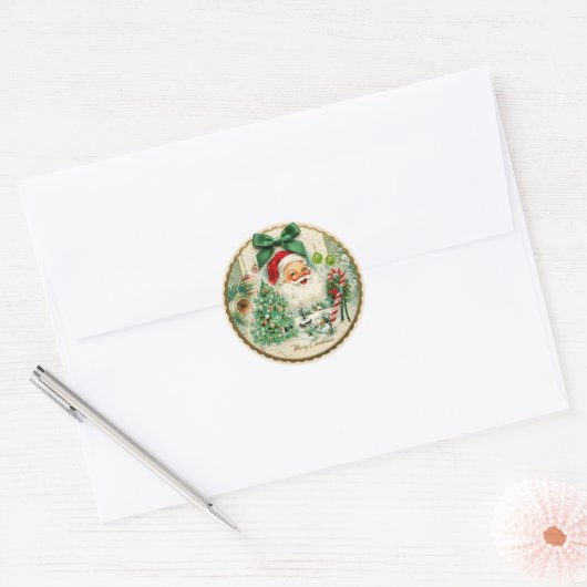 Nostalgische Kitschmas  Ronde Sticker (Envelop)