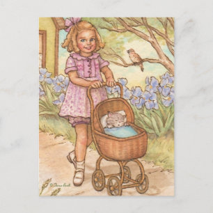 Nostalgische Kitten in Baby Carriage Briefkaart