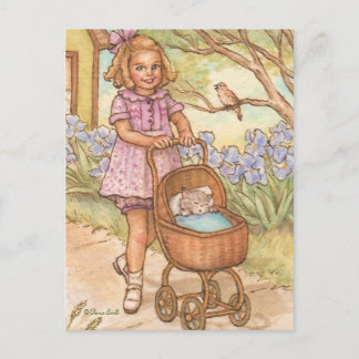 Nostalgische Kitten in Baby Carriage Briefkaart