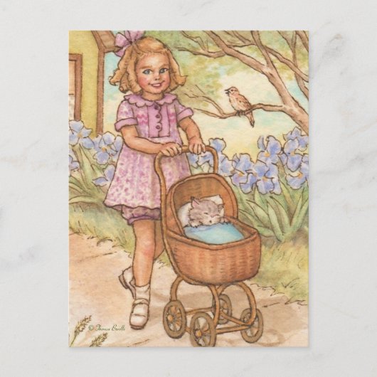 Nostalgische Kitten in Baby Carriage Briefkaart (Voorkant)