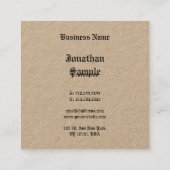 Nostalgische klassieke look Luxury Premium Kraft Vierkante Visitekaartje (Achterkant)