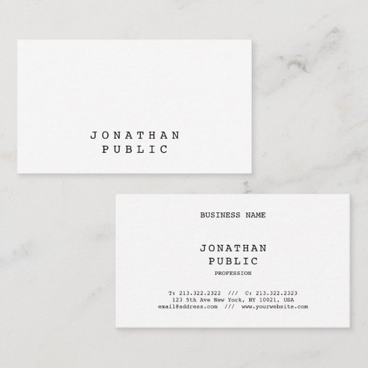 Nostalgische klassieke look minimalistische elegan visitekaartje (Voorkant / Achterkant)