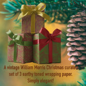 Nostalgische klassieker William Morris Red Holiday Cadeaulabel