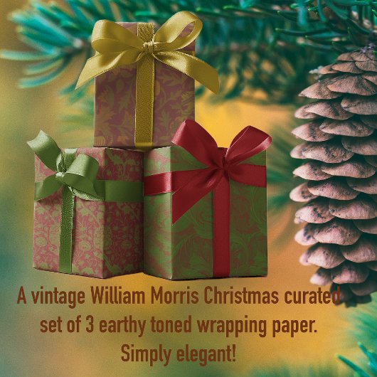 Nostalgische klassieker William Morris Red Holiday Cadeaulabel