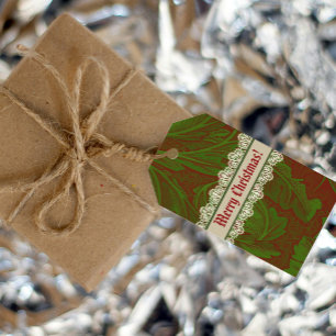 Nostalgische klassieker William Morris Red Holiday Cadeaulabel
