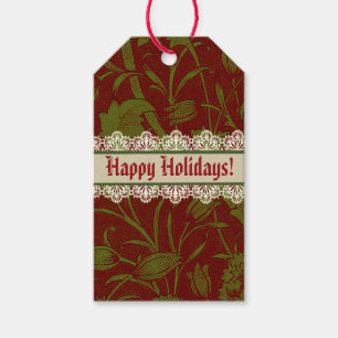 Nostalgische klassieker William Morris Red Holiday Cadeaulabel